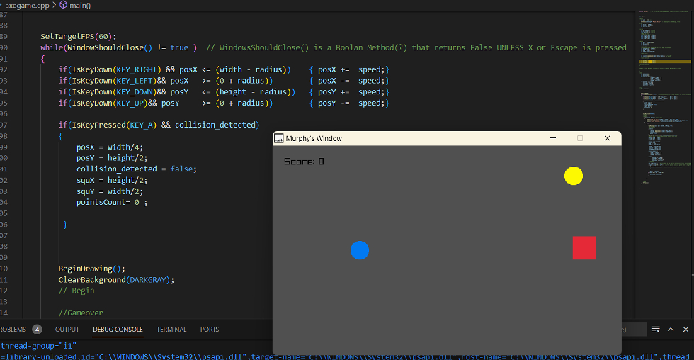 Screenshot of Code with program running.